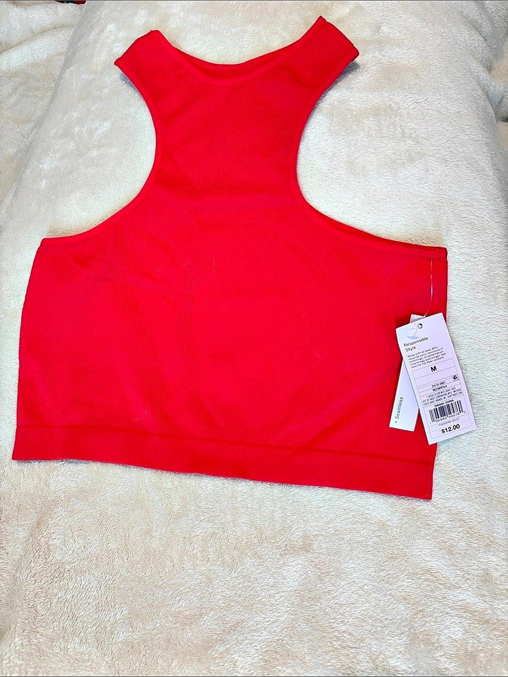 Seamless Ribbed Tank Top in Red